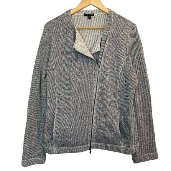 Eileen Fisher Ash Organic Cotton Twisted Terry Moto Jacket Womens XL Minimalist - Picture 16 of 16